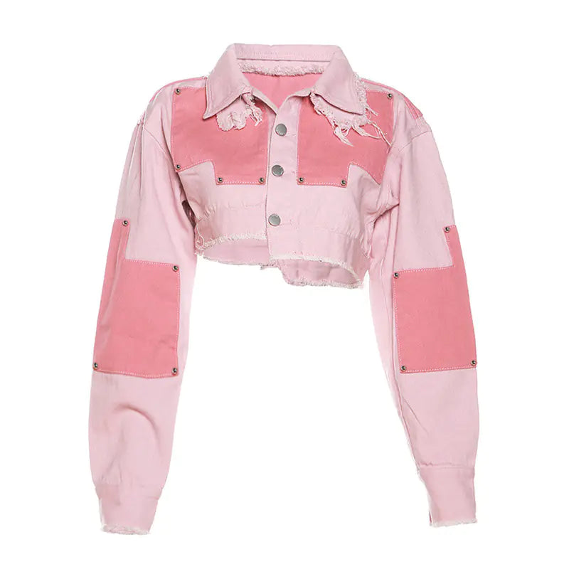2023 Women's Casual Color-block Denim Jacket