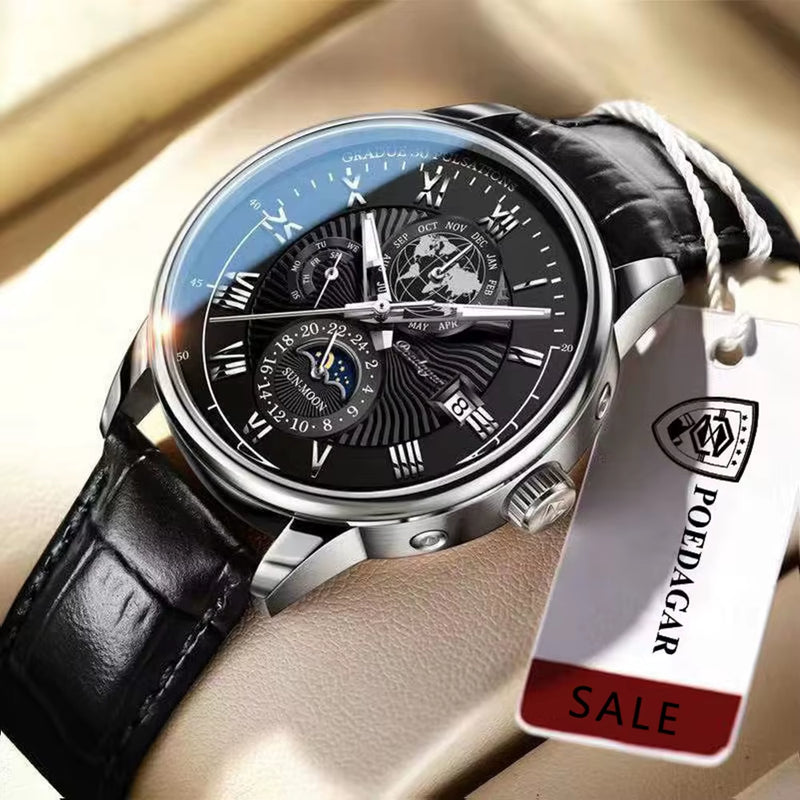 Men Watch 2022 New Fashion Leather Waterproof Luminous Top Brand Luxury Mens Quartz Wristwatch Men Sport Casual Watches