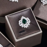 Fashion Green Zirconia Jewelry Sets UAE Dubai Bridal Jewelry Set for Women Wedding Party Nigerian African Necklace Earring Set