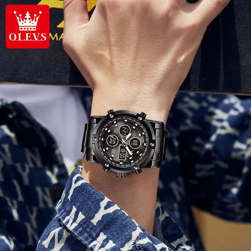 Original Brand Men'S Watches Waterproof Trendy Electronic Watch Multifunctional LED Luminous Fashion Stainless Steel