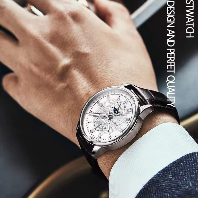 Men Watch 2022 New Fashion Leather Waterproof Luminous Top Brand Luxury Mens Quartz Wristwatch Men Sport Casual Watches
